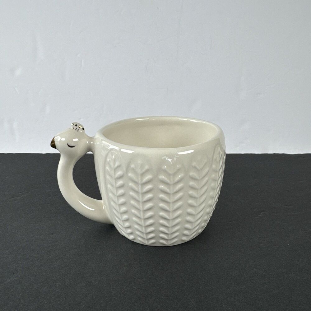 Opal‎ House Cream White Gold Accents Peacock Stoneware Coffee Mug